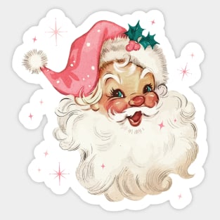 Retro Santa Claus Mid Century Modern Cute Pink Santa Sparkles Sticker